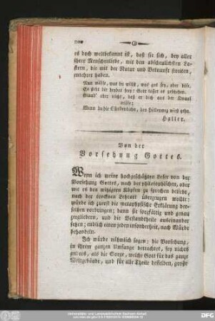 Von der Vorsehung Gottes.
