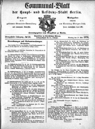 1878,20: No. 20, 19. Mai 1878