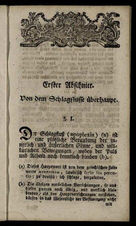 Erster Abschnitt. Von dem Schlagflusse überhaupt. - Achter Abschnitt. Von einigen schlagflüßigen Zufällen.