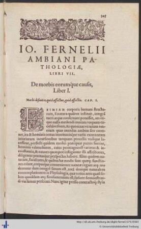Liber I. De morbis eorumque causis.
