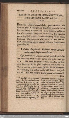 Recensus Codicum Manuscriptorum, Huius Editionis Caussa Collatorum
