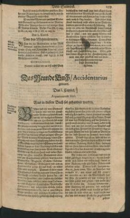 Das Neunde Buch/ Accidentarius genant. Das I. - XXXVIII. Capitel.