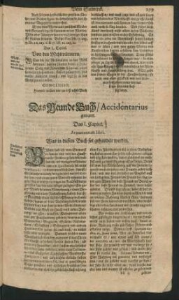 Das Neunde Buch/ Accidentarius genant. Das I. - XXXVIII. Capitel.