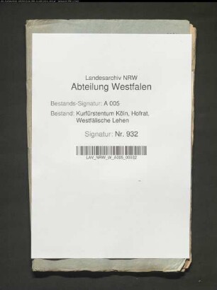 Das Lehngut zu Holthausen vor Geseke der Erben Bertram
