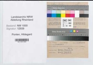 Entnazifizierung Hildegard Ponten, geb. 17.07.1905 (Postangest.)