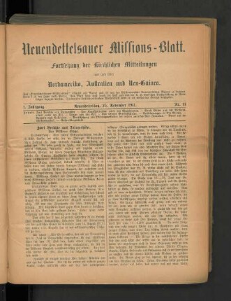 25. November 1911. Nr. 11