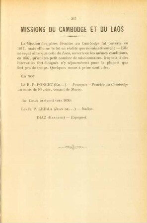 Missions du Cambodge et du Laos