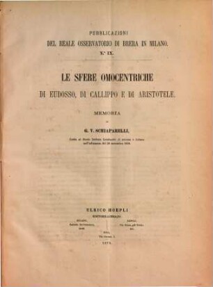 Pubblicazioni del Reale Osservatorio Astronomico di Brera in Milano, IX