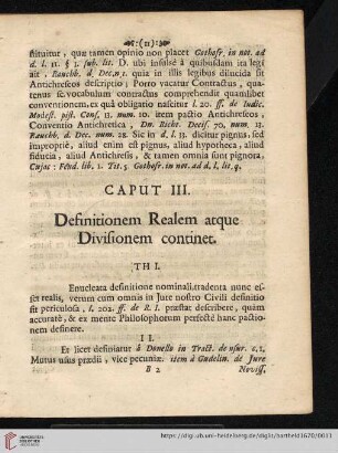 Caput III: Definitionem Realem atque Divisionem continet
