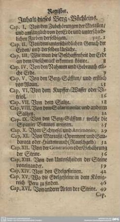 Register. Inhalt dieses Berg-Büchleins.