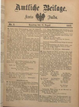 2: Beilage vom Samstag, 16. August 1913
