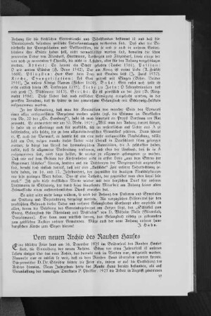 Vom neuen Archiv des Rauhen Hauses