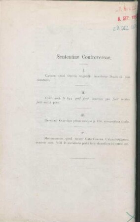 Sententiae Controversae.