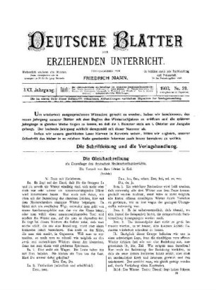 Die Gleichschreibung : als Grundlage des deutschen Rechtsschreibunterrichts ; (Schluss)