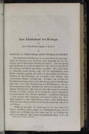 I. Zum Thatbestand des Betrugs