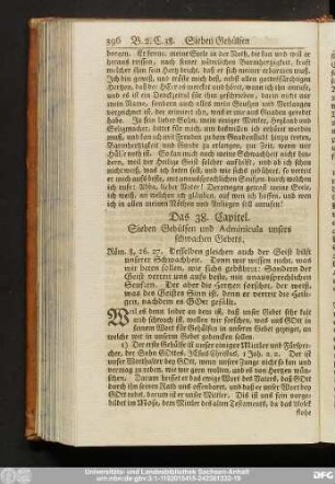 Das 38. Capitel. Sieben Gehülfen und Adminicula unsers schwachen Gebets.