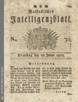 No. 30. Dienstag den 26 Julius 1803