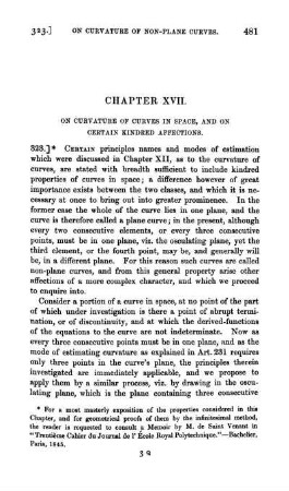 Chapter XVII. On curvature of curves in space, and on certain kindred affections.