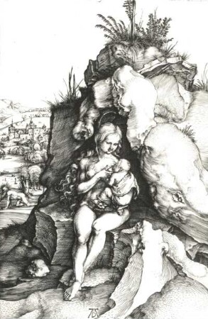 Dürer, Albrecht. Die Buße des heiligen Chrysostomus. Kupferstich; 18 x 11 cm. 1495. Staatliche Kunstsammlungen, Kupferstich-Kabinett B 63