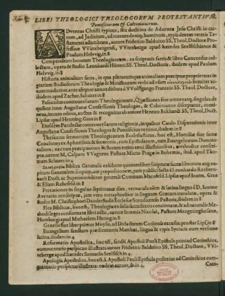 Libri Theologici Theologorum Protestantium, Pontificiorum Et Calvinianorum.