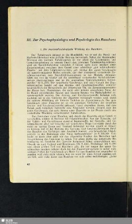 III. Zur Psychophysiologie und Psychologie des Rauchens
