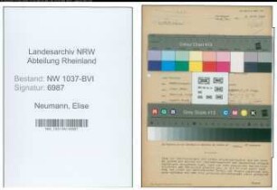 Entnazifizierung Elise Neumann , geb. 16.11.1889 (Stationsschwester)