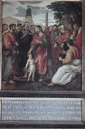 Gestühl der Nordwand — Jesus fordert die Kinder aufzunehmen