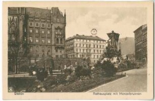 Stettin. Rathausplatz mit Manzelbrunnen