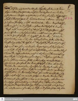 Bericht von Johann Ludwig von Corinth.