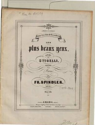 Les plus beaux yeux : mélodie de Stigelli ; variée pour piano ; (op. 87)
