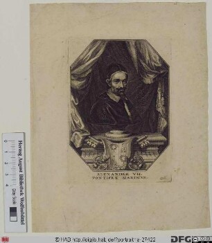 Bildnis Papst Alexander VII. (Fabio Chigi) (reg. 7. 4. 1655 - 22. 5. 1667)