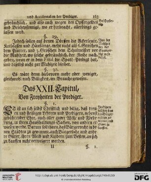 Das XXII. Capitul: Von Freyheiten der Prediger