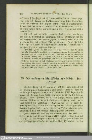 33. Die umliegenden Marktflecken und Städte. Lage Leipzigs