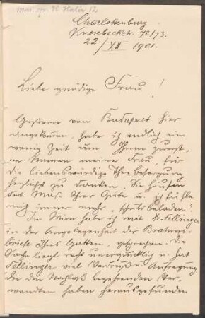 Brief an Antonie Speyer : 22.12.1901