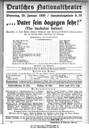 "... Vater sein dagegen sehr!" (The bachelor father)