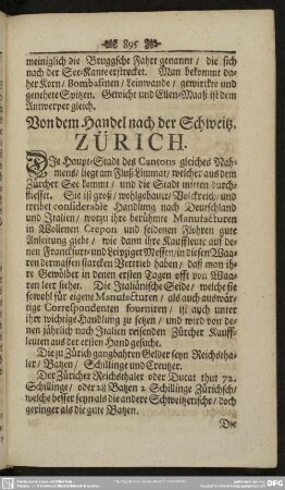 Von dem Handel nach der Schweitz