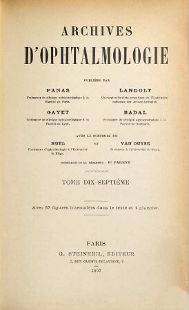 Archives d'ophtalmologie. 17. 1897