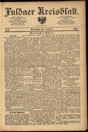 Erste Ausgabe vom Samstag, den 05. Januar 1901.