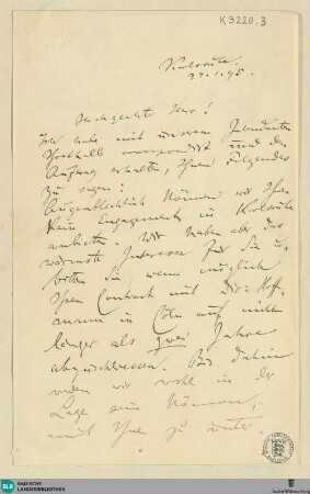 Brief von Felix Mottl an Rudolf Moest vom 24.01.1895 - K 3220, 3
