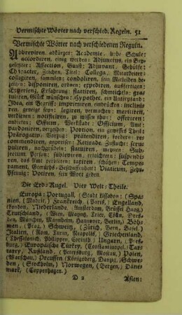 Vermischte Woerter nach verschiedenen Reguln