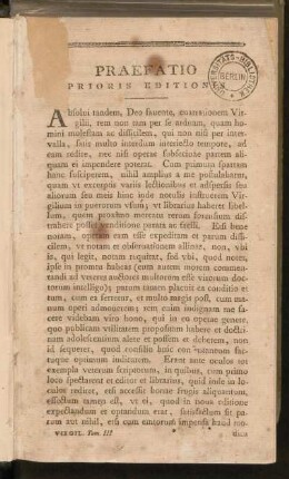 Prafatio Prioris Editionis