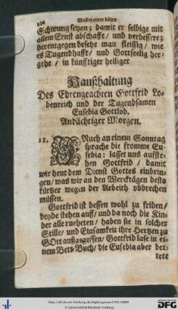 Haußhaltung des Ehrengeachten Gottfried Lobenreich und der Tugendsamen Eusebia Gottlob.