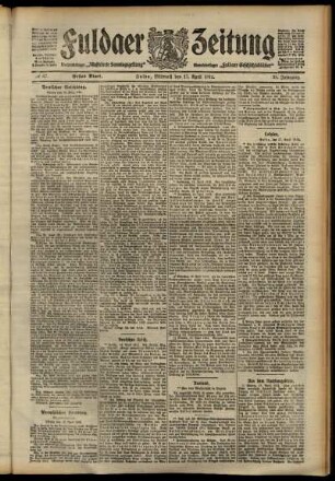 Erste Ausgabe vom Mittwoch, den 17. April 1912.