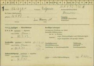 Eintrag in der Bundeszentralkartei (Teil des Testsamples): Klinger, Eugenie
