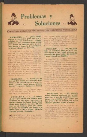 Problemas y soluciones : Consultorio gratuito de PBT, a cargo de Napoleón Verdadero