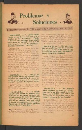 Problemas y soluciones : Consultorio gratuito de PBT, a cargo de Napoleón Verdadero