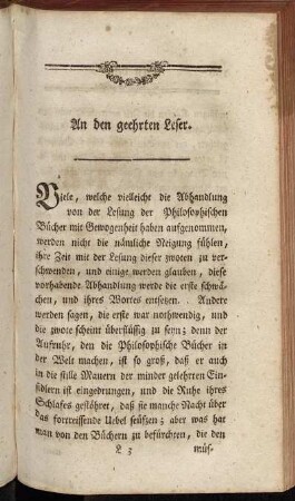 An den geehrten Leser.