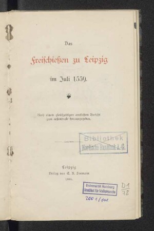 Das Freischiessen zu Leipzig im Juli 1559