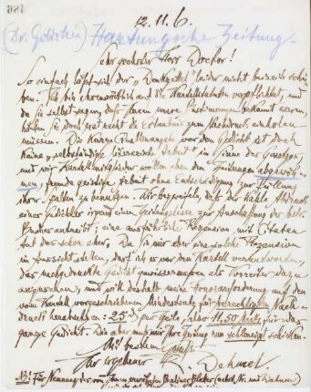Brief an die Hartung'sche Zeitung