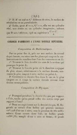 Concours d'admission a l'école normale supérieure.